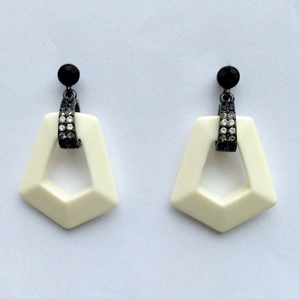 White Hoop Drop Earrings